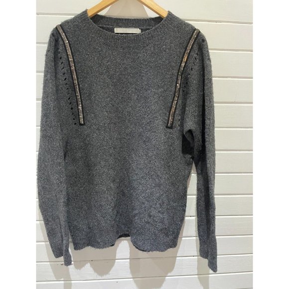 One Grey Day mercerized yak Wool Sweater metal ascent Sz M Anthropologie gray - Picture 1 of 15
